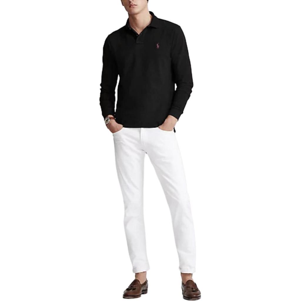 Polo Ralph Lauren Solid Color Pony Embroidered Polo Shirt Long Sleeve Men Tops Black 710686233016