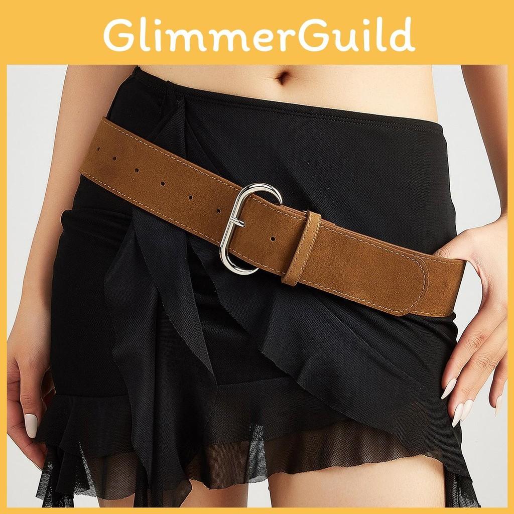 Street Retro Style Solid Color Suede Women Casual Wide Belt For Daily Outfits