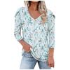3/4 Petal Sleeve Shirts For Women Print Graphic Tees Blouses Uniform Overalls Pullover