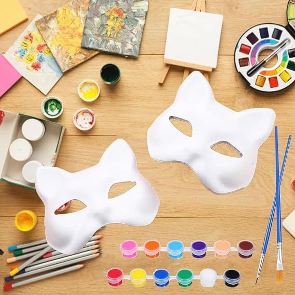 White- Plastic Cat Mask, White- Role-Playing Anime Party Half Costume, Diy Mask
