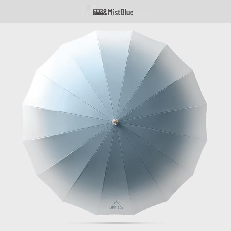 MAYDU 16-Rib Long-Handle Gradient Sun & Rain Umbrella