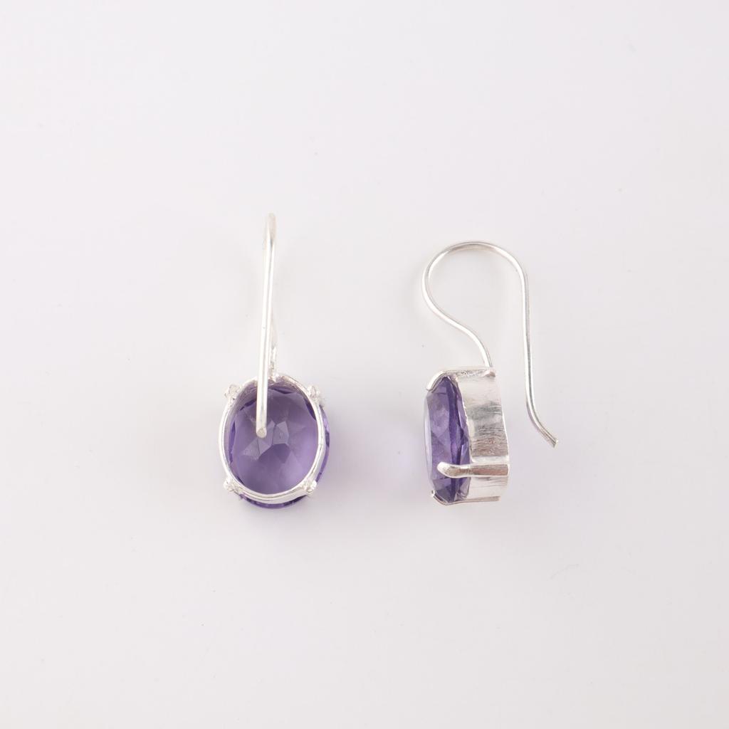 Natural Iolite Gemstone 925 Sterling Silver Jewelry Dangle Earrings1.05" For Her EE-173-16