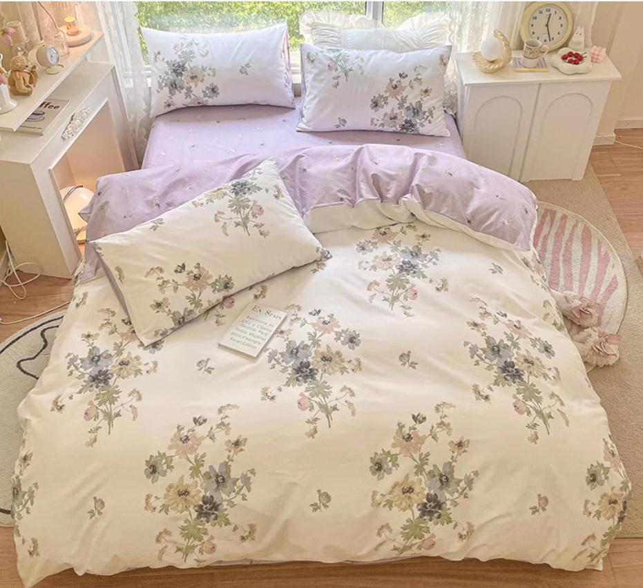 Duvet Cover Set for Double Bed 100% Cotton Quilt Cover Comforter Covers with 2pc Pillowcase Luxury Flower Printed Bedding Set