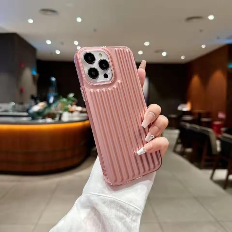 Ribbed Corrugated Suitcase Stripe Soft TPU Phone Case For Apple iPhone 17 Air 16 E 15 14 Plus 13 12 11 Pro Max Solid Color Cover