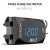 IP67 Three-In-One Digital Display LED Watch Motorcycle Electronic Clock Thermometer Voltmeter