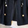 Women Jacket Fake Two-piece Drawstring Double-breasted Long Sleeves Cardigan Contrast Color Jacket
