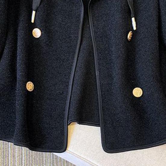 Women Jacket Fake Two-piece Drawstring Double-breasted Long Sleeves Cardigan Contrast Color Jacket