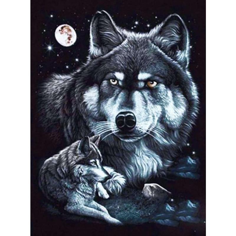 5D-Diamantgemälde zum Selbermachen, Tribal, alter Mann und Wolf, Diamant-Stickerei, Kreuzstich-Set, komplettes Strass-Mosaik, Heimdekoration