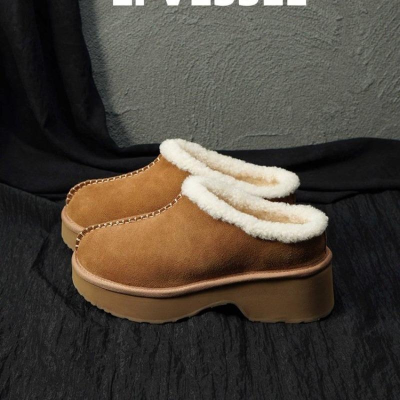 

Мода 2024 года, зима, новые модные женские тапочки с круглым носком и швом из меха Baotou из хлопка, удобная женская обувь 39 коричневый