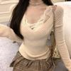 Spice girl retro v-neck gray knitted sweater women's autumn new sexy inner sweater slim fit