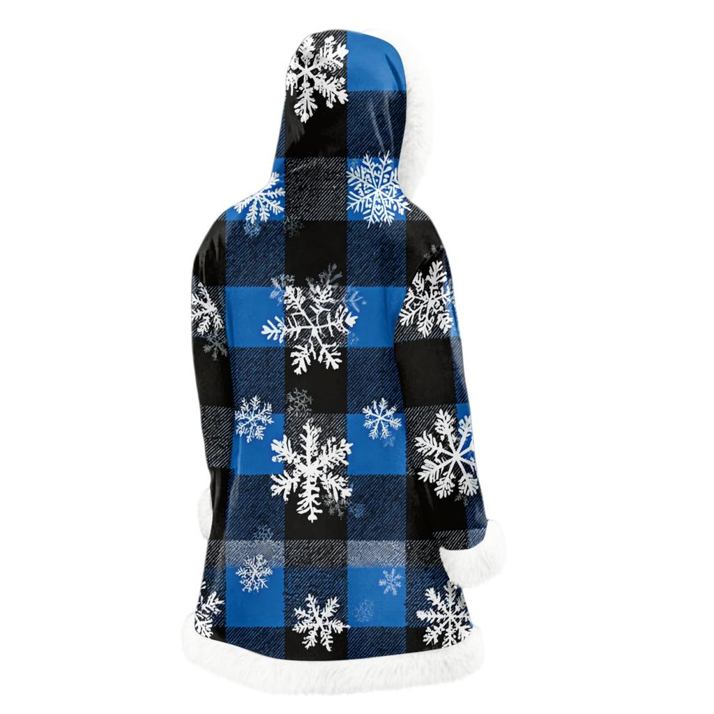 Men's Christmas Long Hooded Cardigan With Pockets Warm Jacket