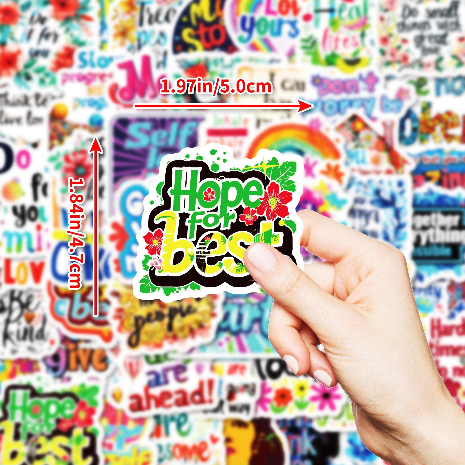 

50 English Sunshine, High Emotional Value, Inspirational Classical Quotations PP Waterproof Stickers Notepad Handbook Stickers