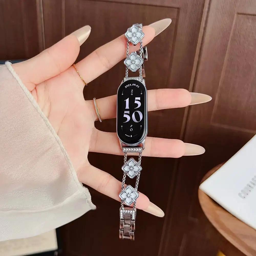 New Four Leaf Flower Metal For Xiaomi Band 9/8/NFC Xiaomi 10 8 9 Strap