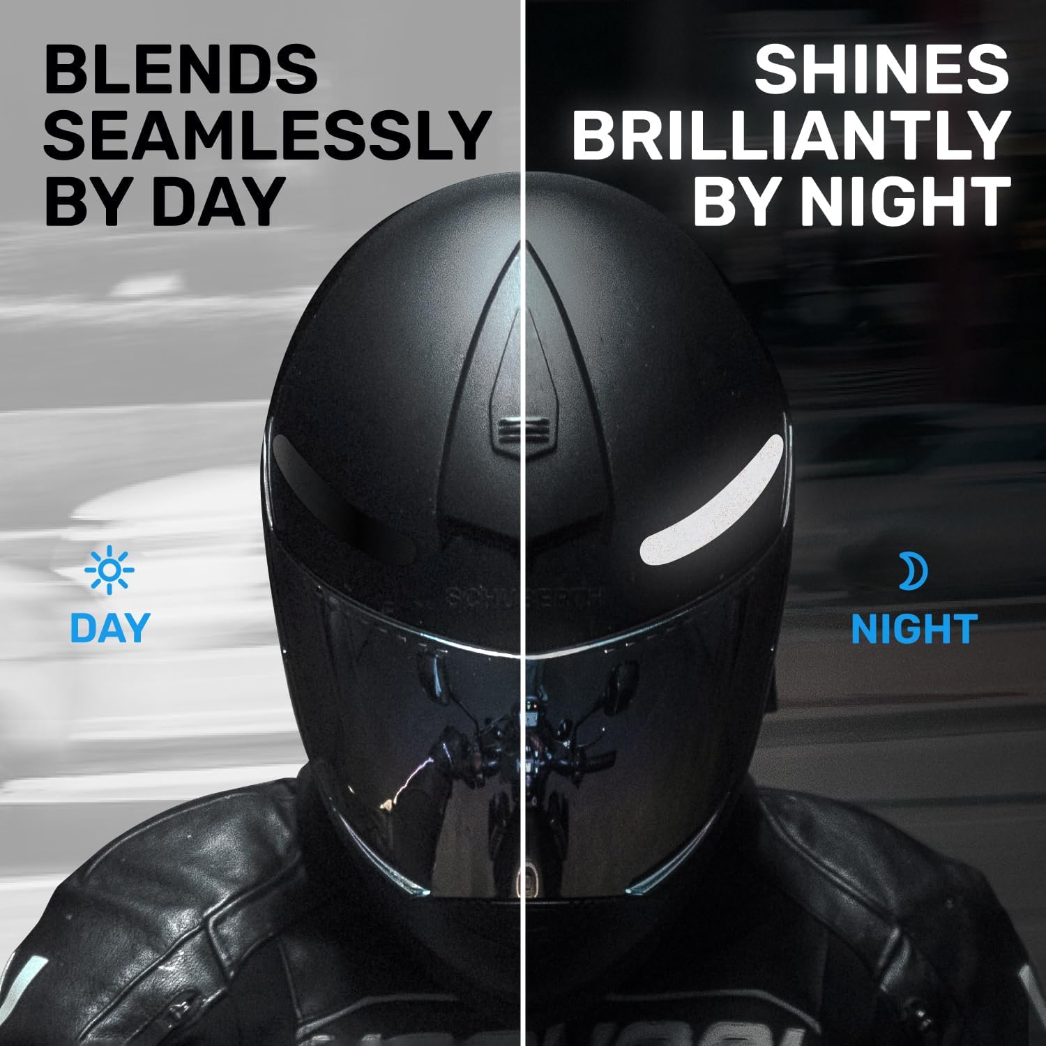 Светоотражающие черные наклейки 3M - светоотражающая лента для шлема — фото 5