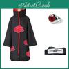 Akatsuki Itachi Uchiha Naruto Anime Cosplay Costume Cloak Robe Ninja Trench Coat Set Ring Headband Halloween