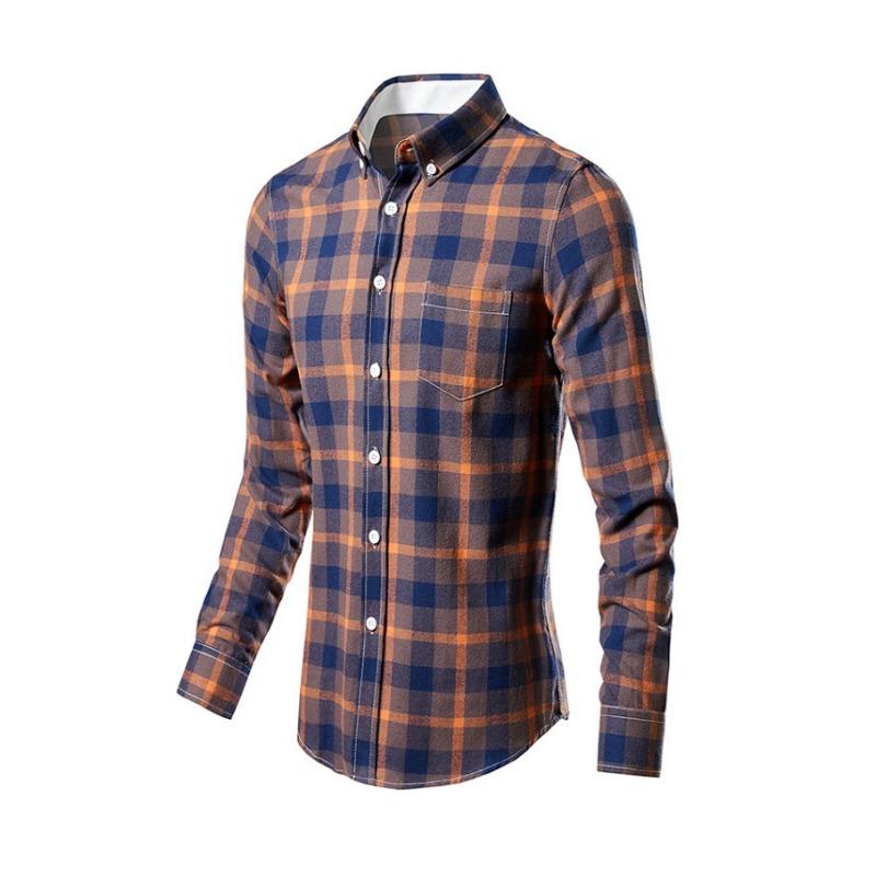 Men Fashion Plaid Long Sleeve Casual Plus Size Mens Shirt