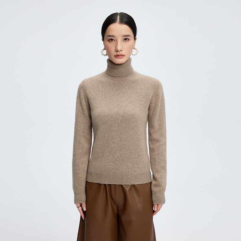 Women's High-Neck Cashmere Knit Sweater - Soft, Warm, Loose Fit for Autumn/Winter