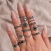 Vintage Ringset mit Lotus-Gelenkkrone und Tropfenform