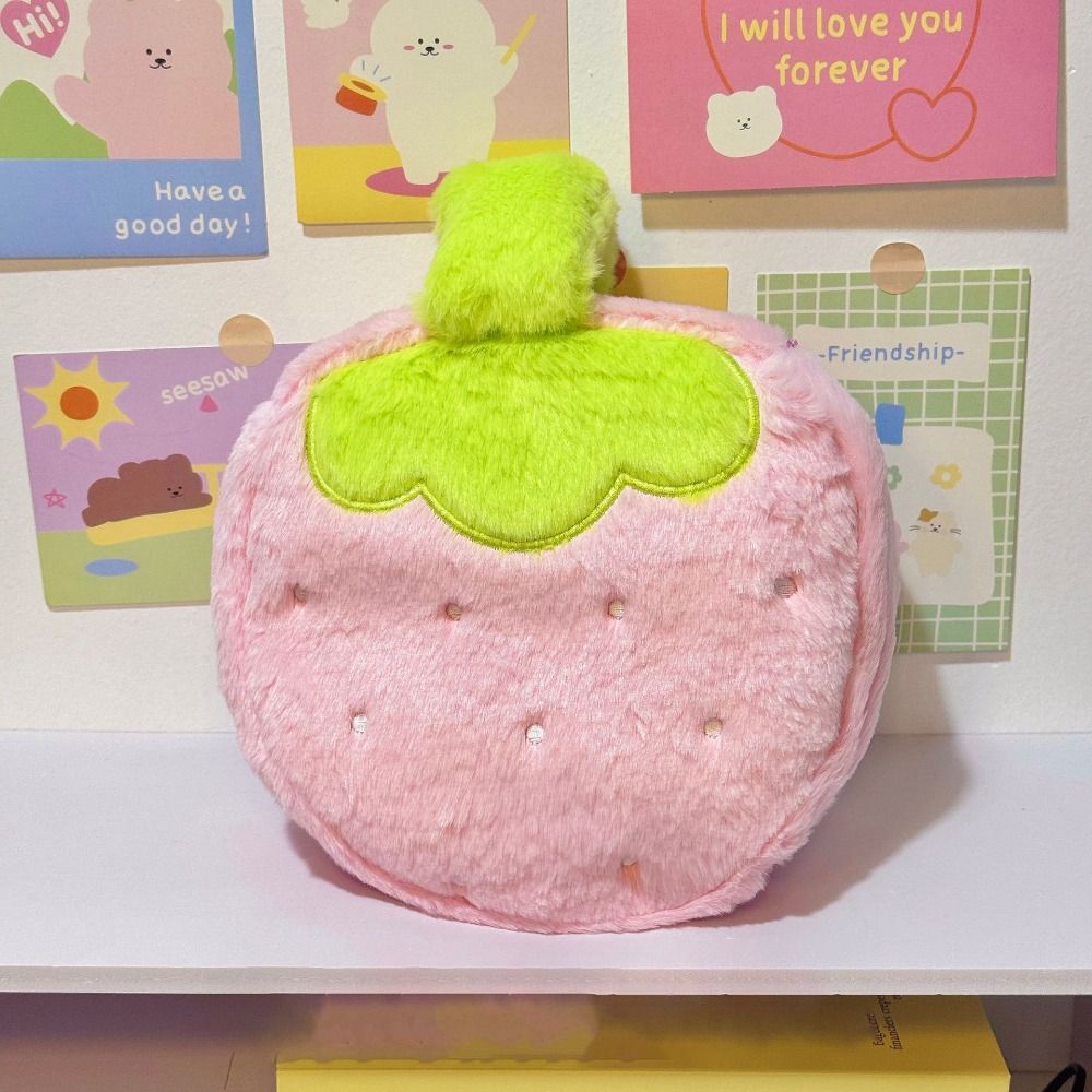 Multi-functional Cosmetic Bag Strawberry Shape Handheld Storage Bag Jewelry Miscellaneous Storage Cosmetic Pouch Women
