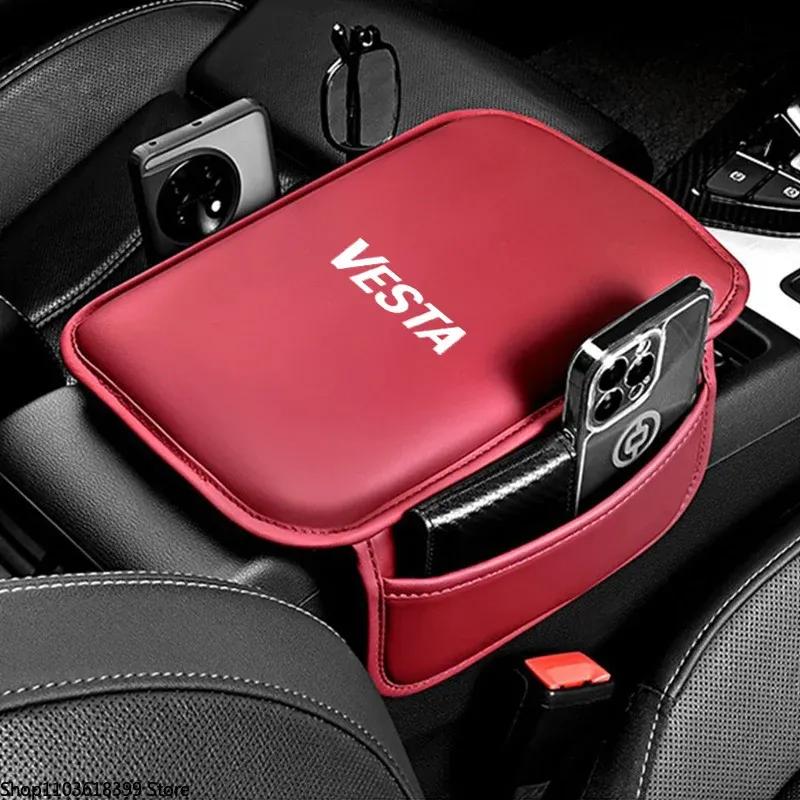 Leather Car Armrest Box Pad Center Console Arm Rest Protector Storage Pocket for LADA VESTA Car Accessories Interior