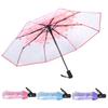 Automatic Umbrella 8 Ribs Large Space Arch Shaped Fashion Flower Pattern Transparent Umbrella Stable Structure for Performance