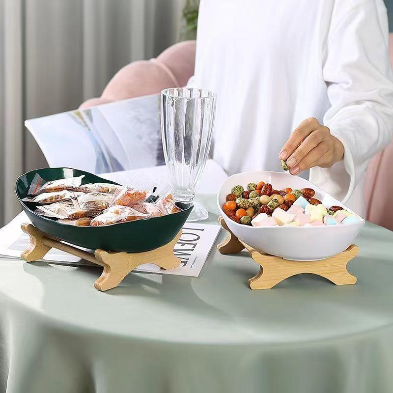 Fruit Bowl for Kitchen Counter Dining Table Serving Bowls with Bamboo Stand Tiered Storage Basket for Fruit Vegetable Snacks