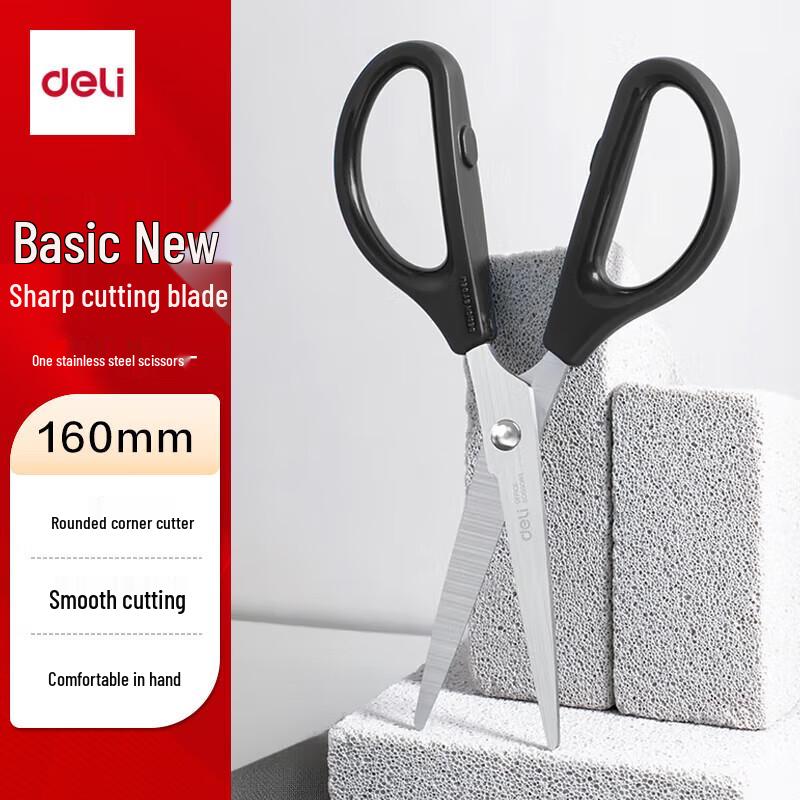 Deli 160mm Black Office & Craft Scissors (10-Pack)