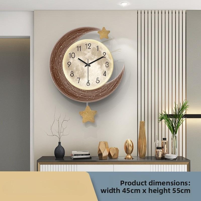 LED Light Wall Clock Dining Room Living Moon The Earth Modelling Silent Movement Bedroom Clock Wall Decoration Home Gifts