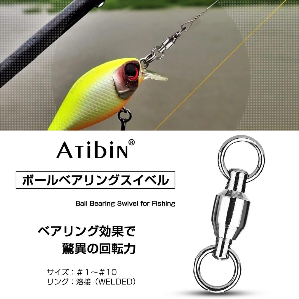 Atibin Jigging Stainless Steel Bearing Swivels for Snap Bluefish and Mountain Stream 80kg Swivels, 25-Piece Set, High-Strength Lures, Fishing,