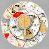 50 Chinese Fan Stickers: Ancient Style Cartoon Round & Folding Fans, Waterproof Decorative Stationery