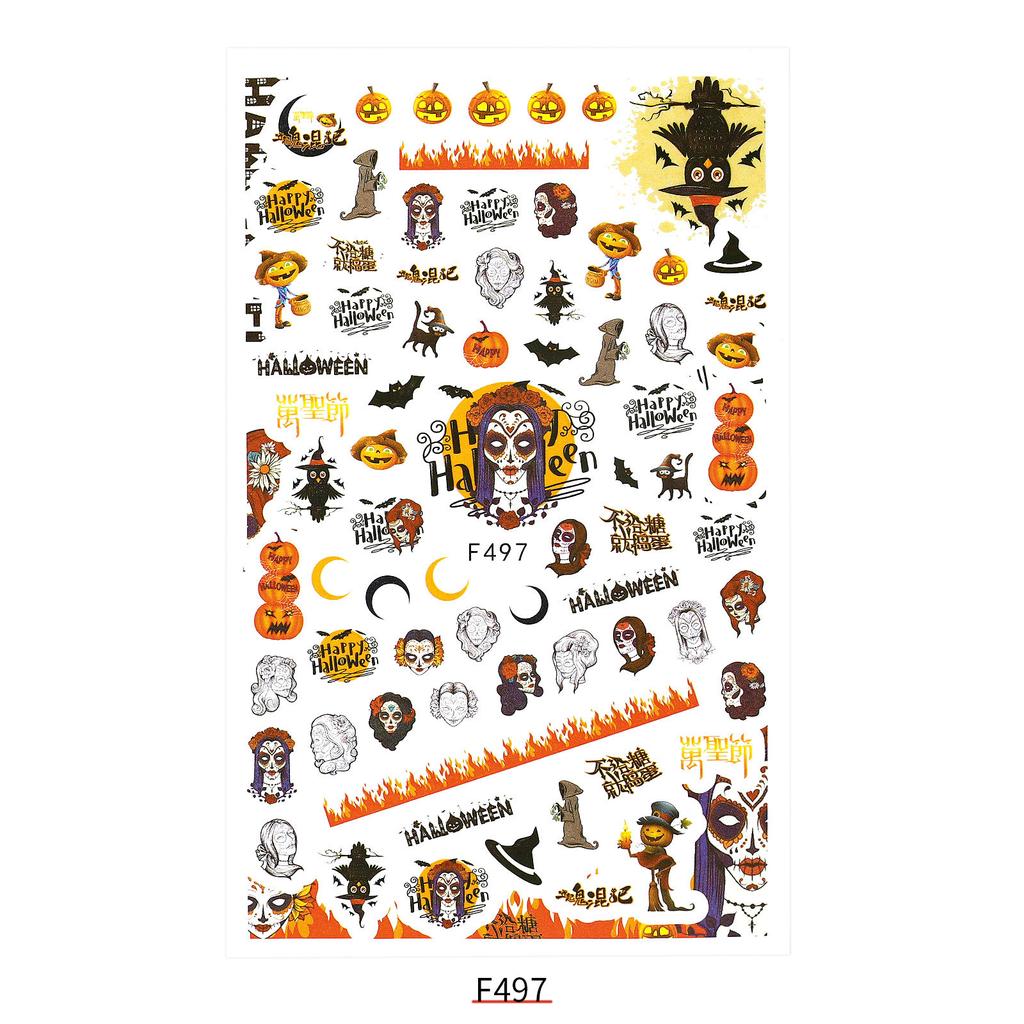 3D Adhesive Halloween Christmas Nail Stickers Decals Nail Art Decoration