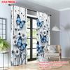 Set Of 2 Flat Printing Drapes Blue Butterfly Daisy Swirls Digital Printed Polyester All Season Party Holiday Decor Use Curtains Made