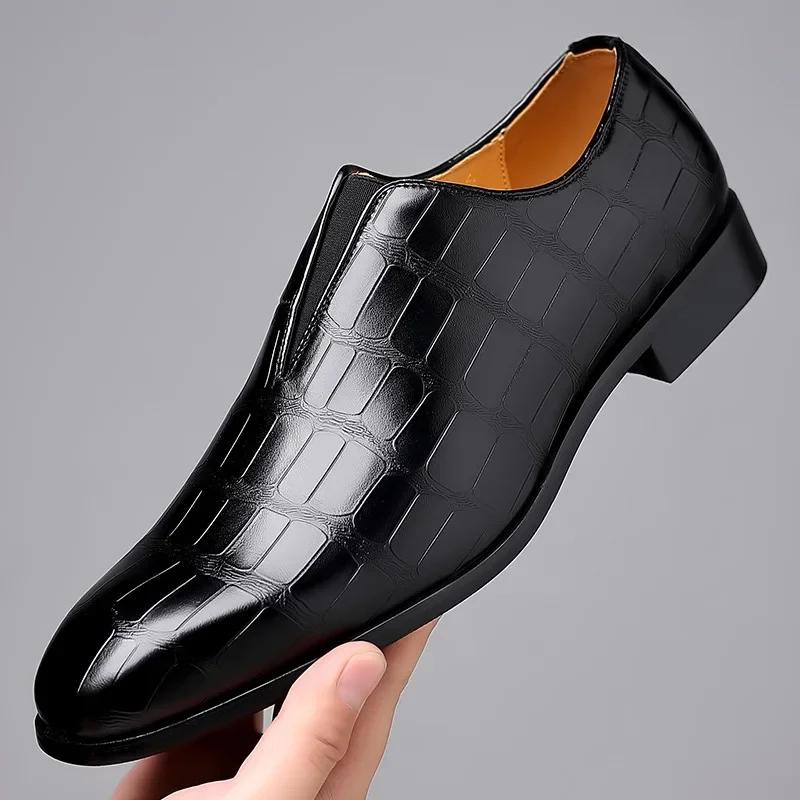 New Grid Men's Dress Shoes Luxury Designer Men Loafers Italian Brand Wedding Shoes Fashion Party Shoes for Men Oxford Shoe New