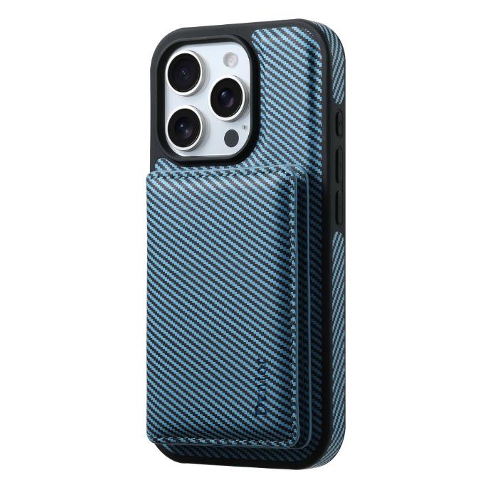 Carbon Fiber Magnetic Phone Case with Detachable Card Holder for iPhone 16 Pro Max (MagSafe Compatible)