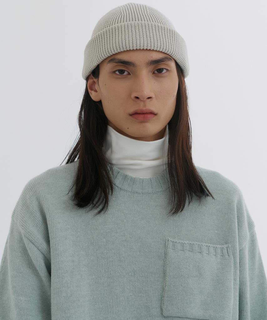 KNITTED Cashmere Wool Pocket Round Knit Mint
