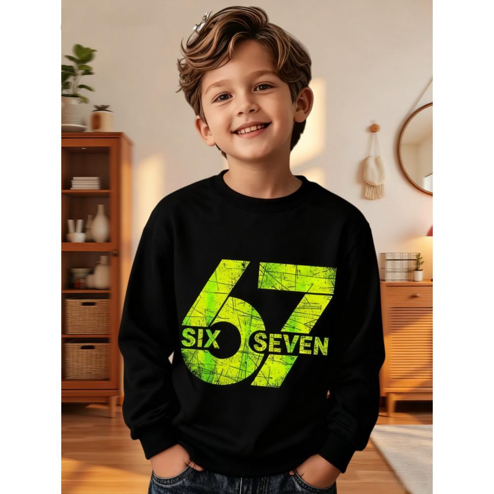 6 7 Meme Kids Sweatshirts Funny Digital Graphic Hoodie Casual Long Sleeve Top Loose Comfortable Streetwear Fashion Boys Clothes