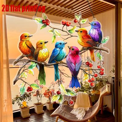 Escultura de pared atrapapájaros 2D de color plano adecuada para regalos para familiares, amigos, amantes de los animales, decoración interior para dormitorio, sala de estar, hogar, exterior