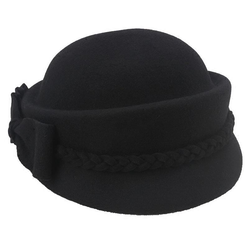 Meier Hut, Damen Herbst- und Winter-Koreanischer Wollfilzhut, eleganter und modischer schwarzer Baskenmütze, Britischer Styling Hut