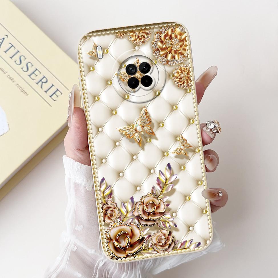 For Huawei Y9a Case Fashion Cute Cartoon Luxury Flowers Silicone Back Cover For Huawei Y9a Phone Case Shockproof Bumper FRL-L22