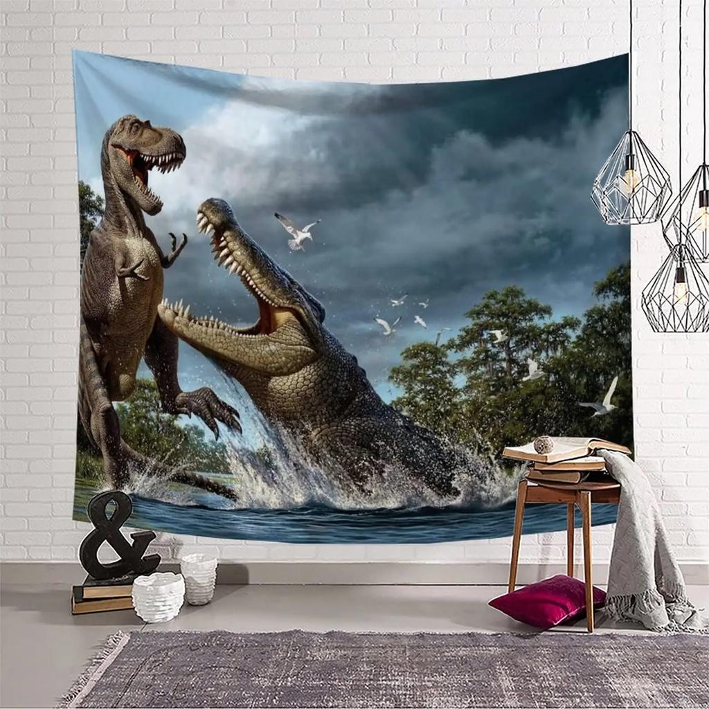 Crocodile Tapestry Alligator Tapestries Wildlife Animal Wall Hanging for Children Boys Teens Crocodiles Wall Art Decorative Room