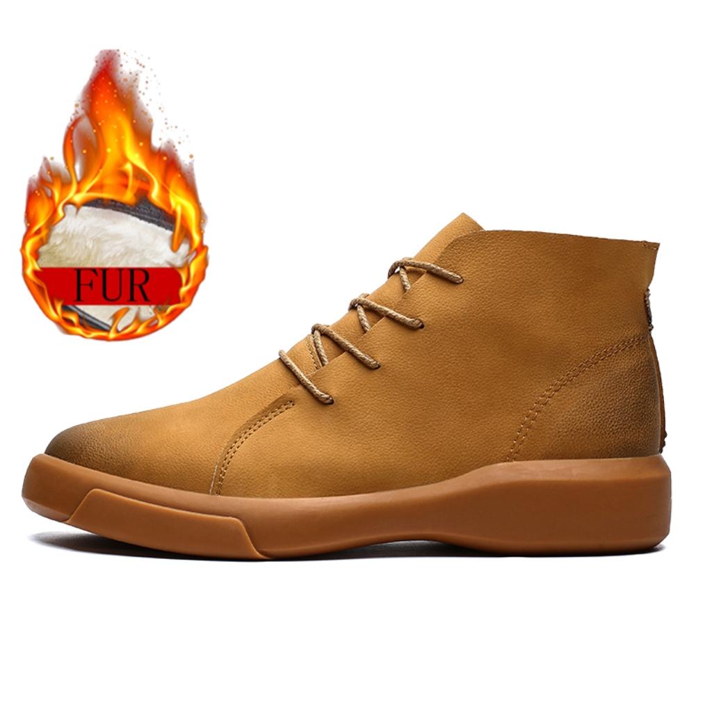 

Теплые меховые зимние ботинки Мужская модная обувь на толстой подошве Классические кожаные кроссовки Ретро-обувь для работы и свиданий Мокасины для официальных мероприятий Уличные ботинки 43