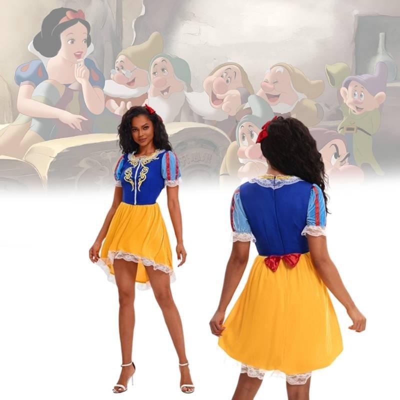 Elegant Halloween Snehvide Kjole Cosplay Kostume Til Voksne Med Tilbehør