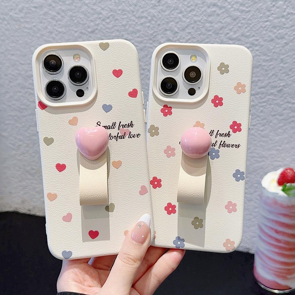 Polka Dot Love Flowers for Apple 16 Promax Ring Mobile Phone Case for IPhone 15 Fresh 14/13
