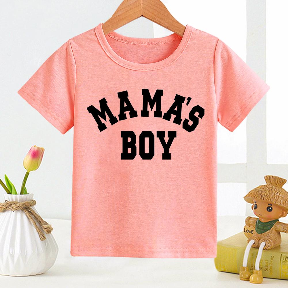 Mamas Boy Letter Kids Tshirt  Euroamerican Fashion Letterprinted Childrens Tshirt for Boys Girls Summer Polyester Fabric