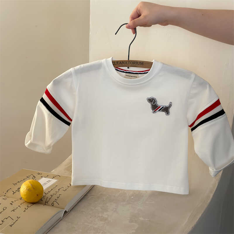 Kids Spring Autumn Long Sleeve Round Neck Cartoon Bear T Shirt for Boys and Girls
