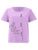 Women's Fashion Black Line Floral Letters Print Shot Sleeve T-shirt Loose Cotton Shirt Casual Loose Summer Blouse Tops Plus Size