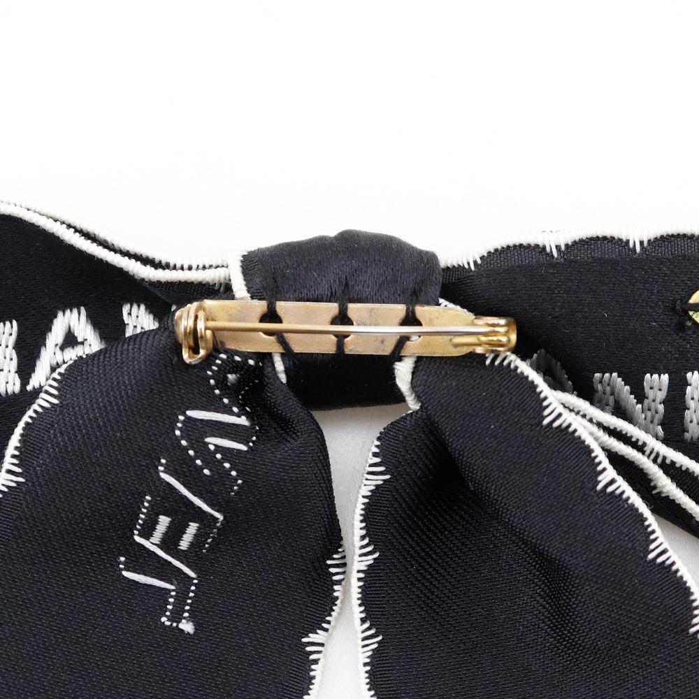 Chanel Ribbon Brooch Logo Vintage Black / White Satin Ribbon 15g Women Used