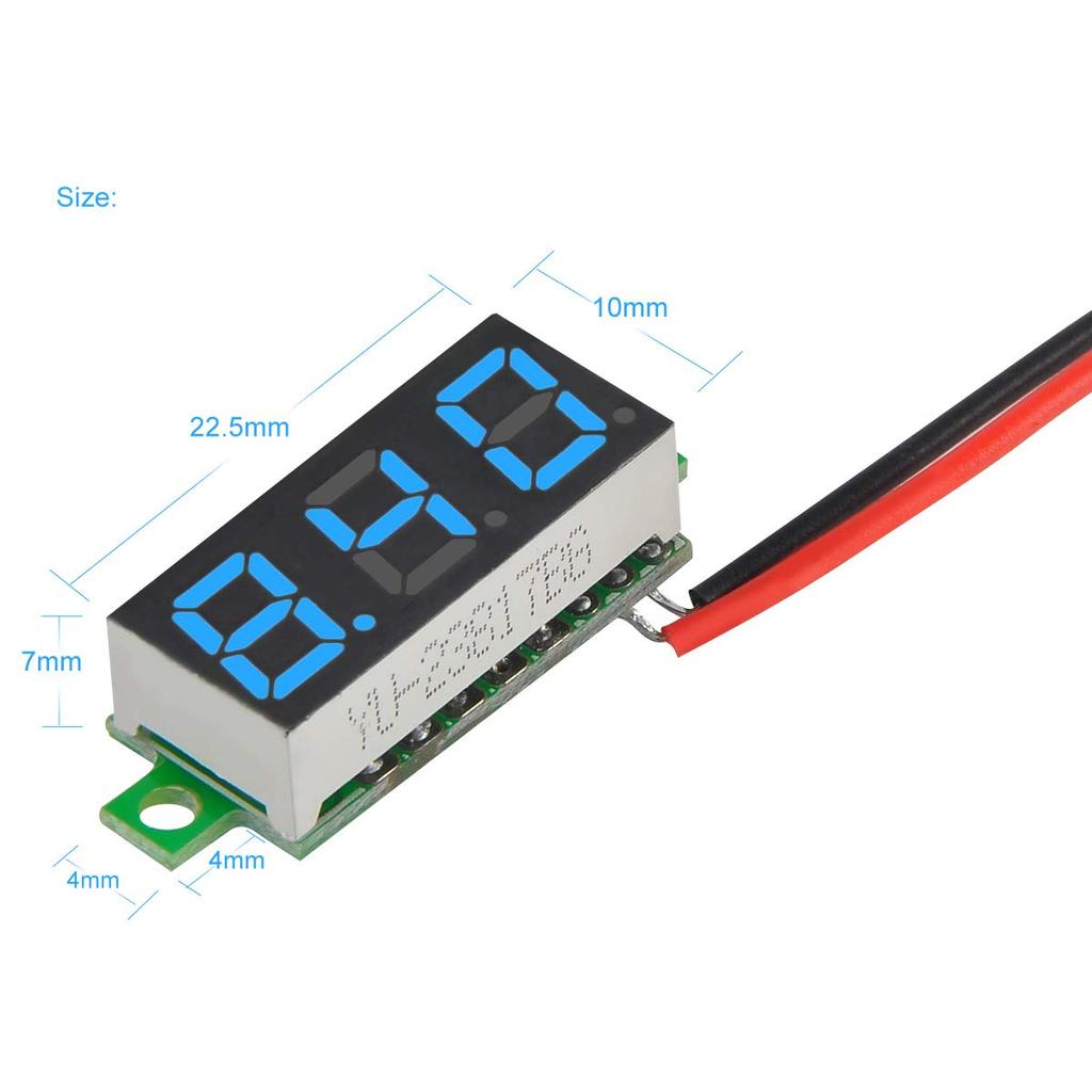 5pcs Mini Digital DC Voltmeter 0.28 Inch Two-Wire 2.5V-30V Mini Digital DC Voltmeter Voltage Tester Meter 5 Colours