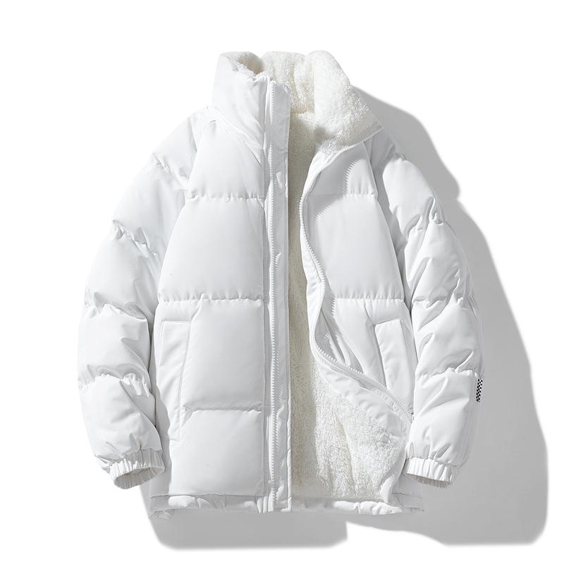 Korean Style Unisex Winter Cotton Coat with Plus Velvet - Loose, Casual, Trendy Couples' Jacket