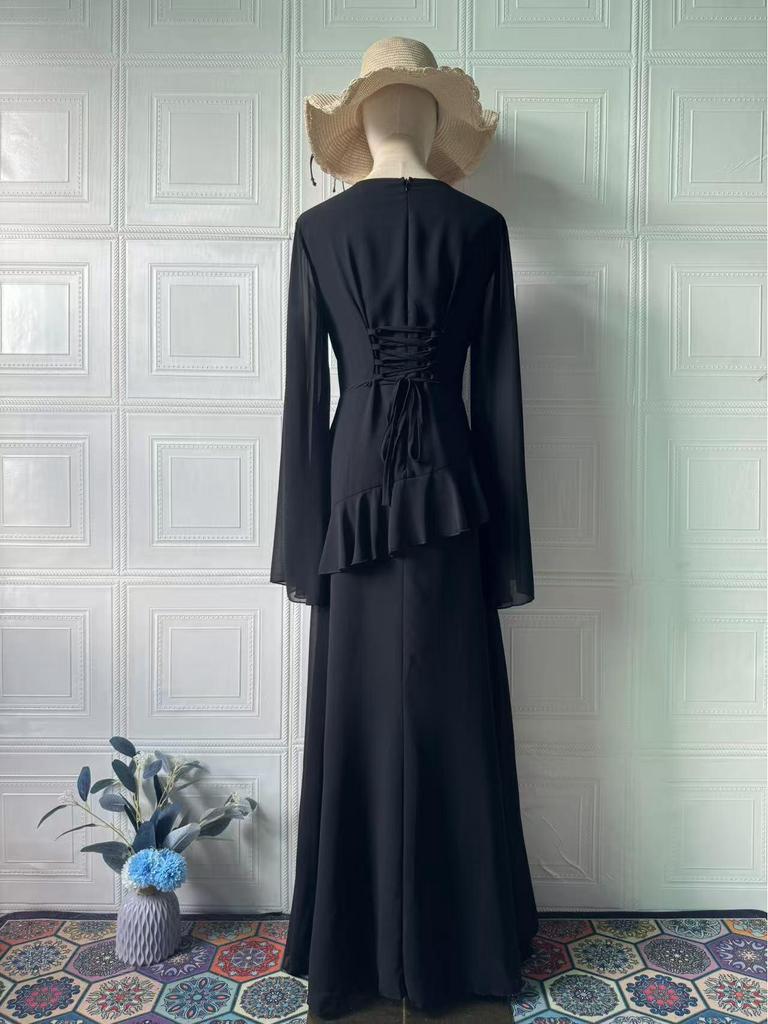 Elegant 2025 Autumn Long Sleeve Slim Fit Waist-cinching Dress for Women